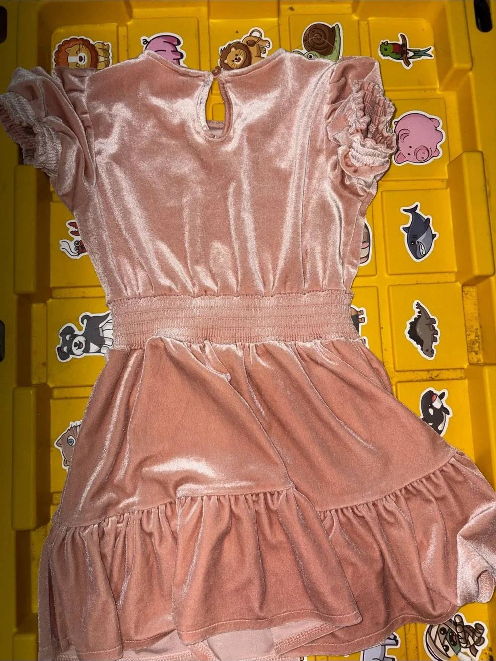 GUESS Pink Velvet Smocked Waist Party Dress